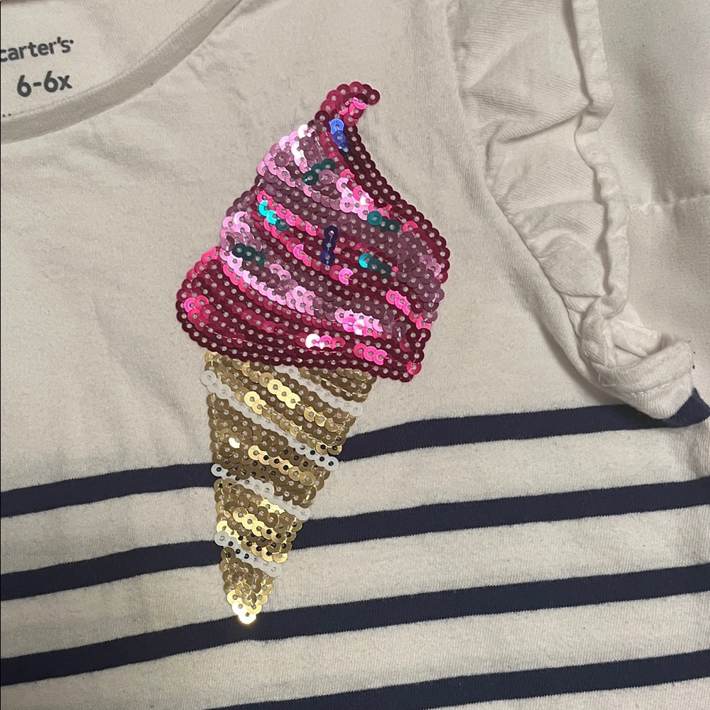 Carter's Girls' Sequin Ice Cream Top - size 6 - Picture 4 of 6